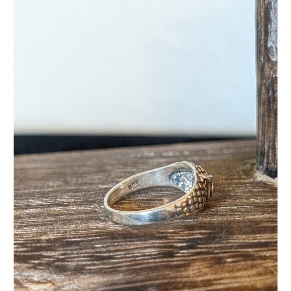 925 Sterling Red Spinel Eyed Owl Ring Sz 5-5.25 - Picture 5 of 8